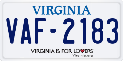 VA license plate VAF2183