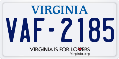 VA license plate VAF2185