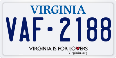 VA license plate VAF2188