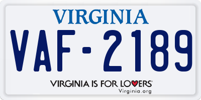 VA license plate VAF2189