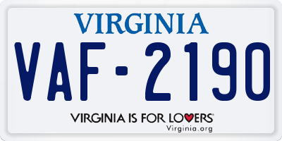 VA license plate VAF2190