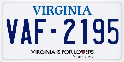 VA license plate VAF2195