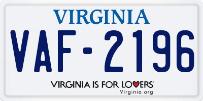 VA license plate VAF2196