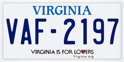 VA license plate VAF2197
