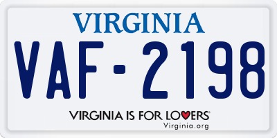 VA license plate VAF2198