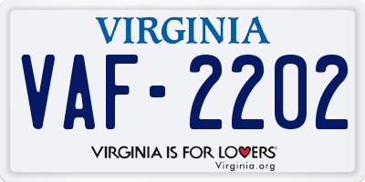 VA license plate VAF2202