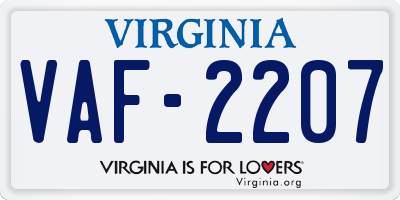 VA license plate VAF2207