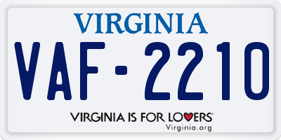 VA license plate VAF2210