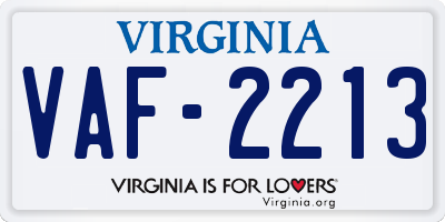 VA license plate VAF2213