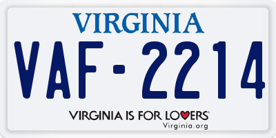 VA license plate VAF2214