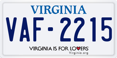 VA license plate VAF2215