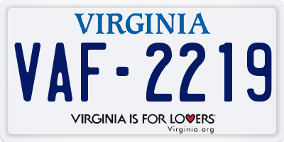 VA license plate VAF2219
