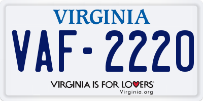 VA license plate VAF2220