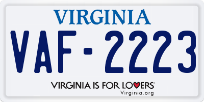 VA license plate VAF2223