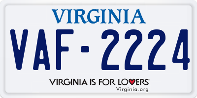 VA license plate VAF2224