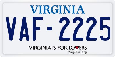 VA license plate VAF2225