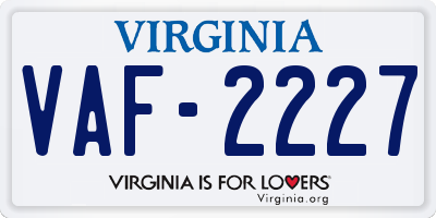 VA license plate VAF2227