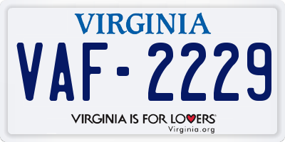 VA license plate VAF2229