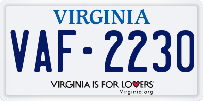 VA license plate VAF2230