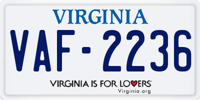 VA license plate VAF2236