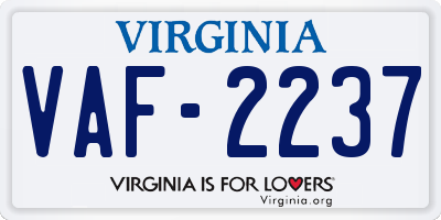 VA license plate VAF2237