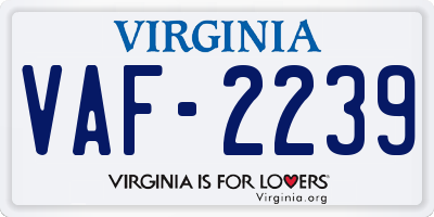 VA license plate VAF2239