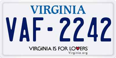 VA license plate VAF2242