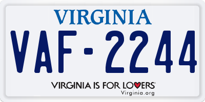 VA license plate VAF2244