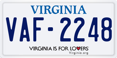 VA license plate VAF2248