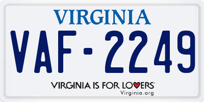 VA license plate VAF2249
