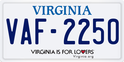 VA license plate VAF2250