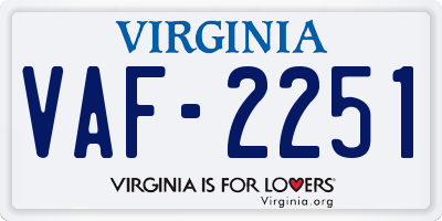 VA license plate VAF2251