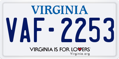 VA license plate VAF2253