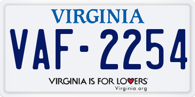 VA license plate VAF2254