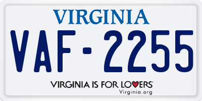 VA license plate VAF2255