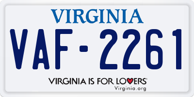 VA license plate VAF2261