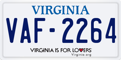 VA license plate VAF2264
