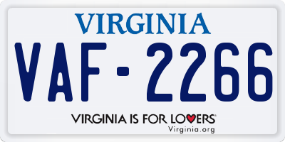VA license plate VAF2266