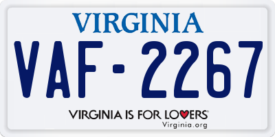 VA license plate VAF2267
