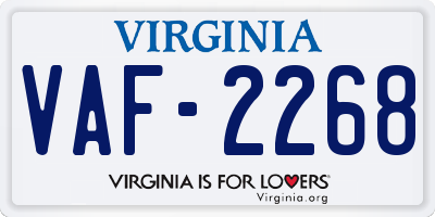 VA license plate VAF2268