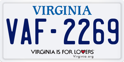 VA license plate VAF2269