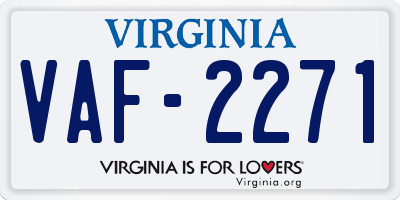 VA license plate VAF2271