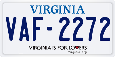 VA license plate VAF2272