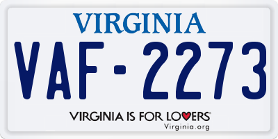 VA license plate VAF2273
