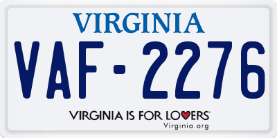 VA license plate VAF2276