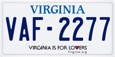 VA license plate VAF2277