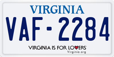 VA license plate VAF2284