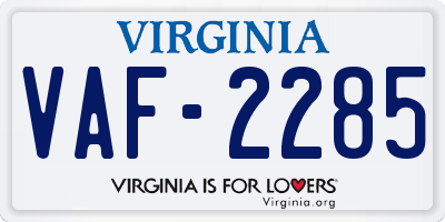 VA license plate VAF2285