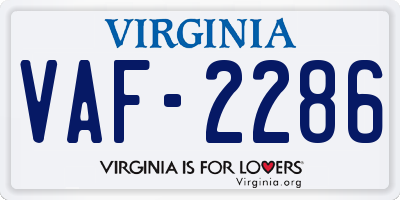 VA license plate VAF2286