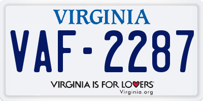 VA license plate VAF2287